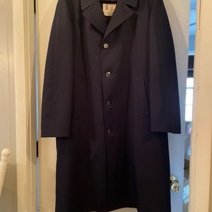 Vintage London Fog Men’s Size 42 Long Maincoats Navy Blue Trench Coat with wool